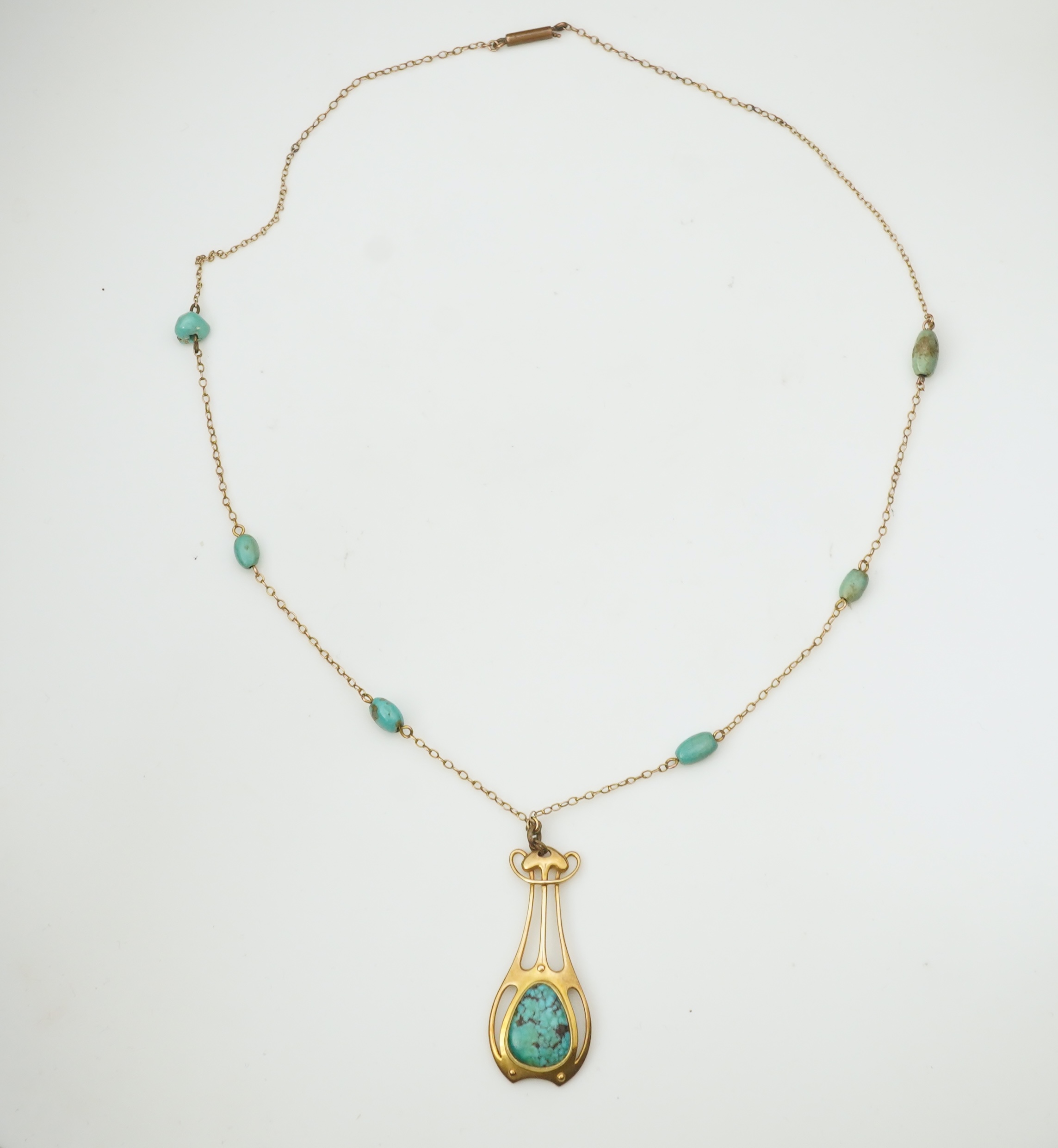 Murrle, Bennett & Co., an Arts and Crafts turquoise pendant necklace, early 20th century